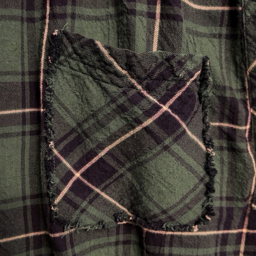Free People Intimately Not Your Boyfriend’s Plaid Oversized Top~Green/Blue ~ XS - Picture 10 of 16